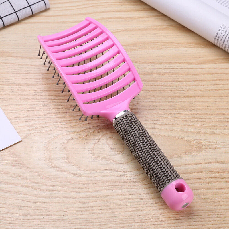 Wet Curly Detangle Hair Brush Bristle Nylon Massage Scalp Hair Comb Styling T