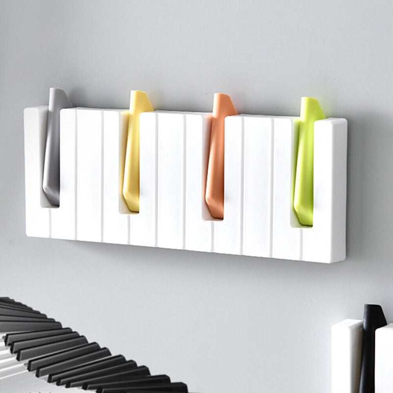 Wall Mounted Towel Hook Hanger Piano Keys Clothes Storage Organizer Rack Shel