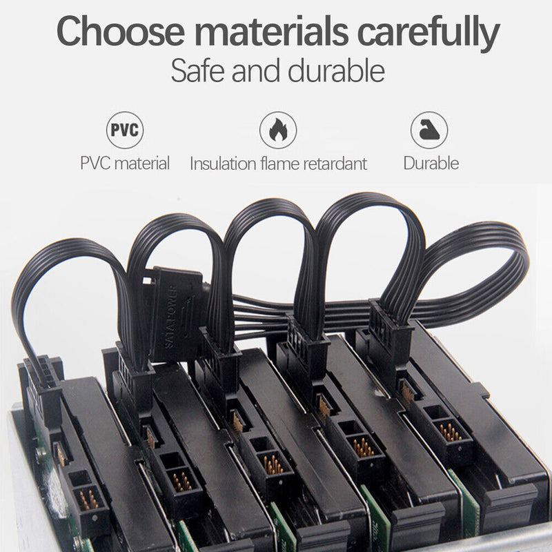 SATA 1 to 5 SATA 15Pin Hard Disk Power Supply Splitter Cable for PC Sever 76cm