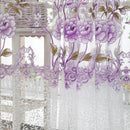 2PCS Peony Curtain Living Room Bedroom Home Door Window Curtain (Purple)