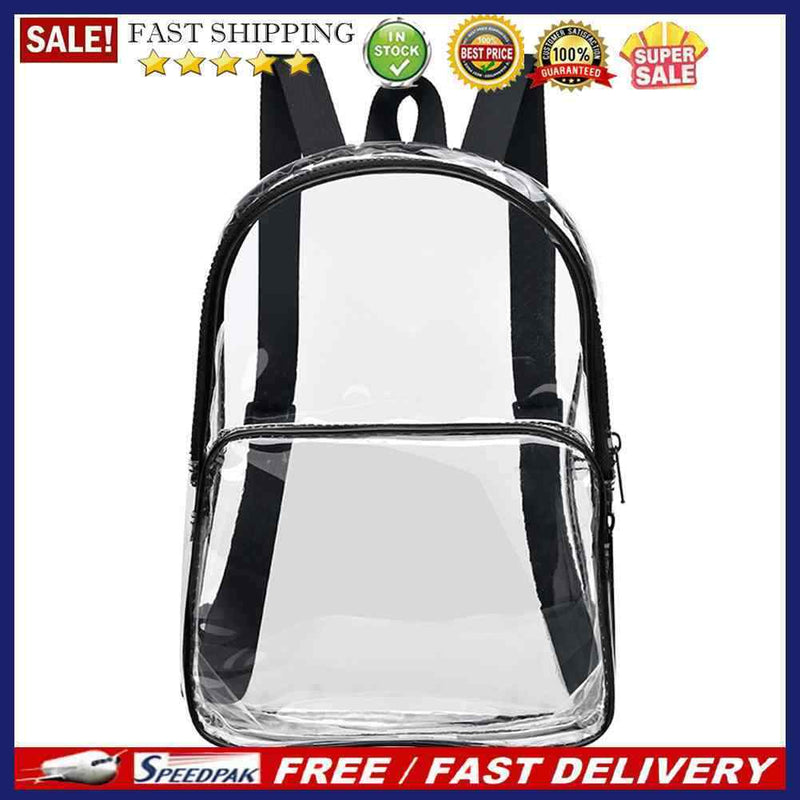 Casual PVC Clear Waterproof Student School Bag Travel Zipper Shoulder Handbag