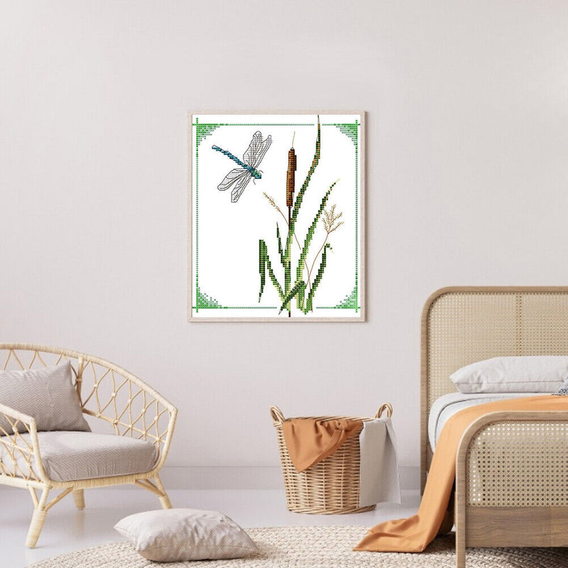 Partial Embroidery 14CT DIY Dragonflies Printed Cross Stitch Kit Art Craft