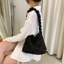Fashion Women Pleated Shoulder Tote Bag Casual Pure Color Large Capacity Handbag