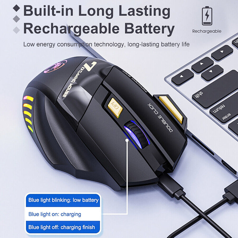 iMice GW-X7 7 Buttons RGB Wireless Mouse for Computer Mute Ergonomic Gaming Mice
