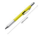 Multitool Tech Pen Screwdriver Pen & Ruler Levelgauge Ballpoint (Yellow)