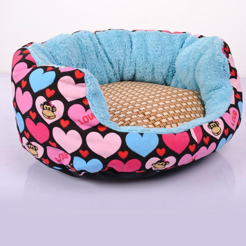 PeDog Cat Summer Cooling Bed Straw Bamboo Cozy Sleeping Pad Mat(Brown)(S)