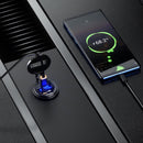 PD 45W Dual USB Ports Car Charger LED Voltmeter Quick Charge Adapter (Blue)