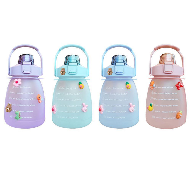 Water Bottle - Cute Belly Bottles Water Jug with Time Marker 1.3L (Pink)