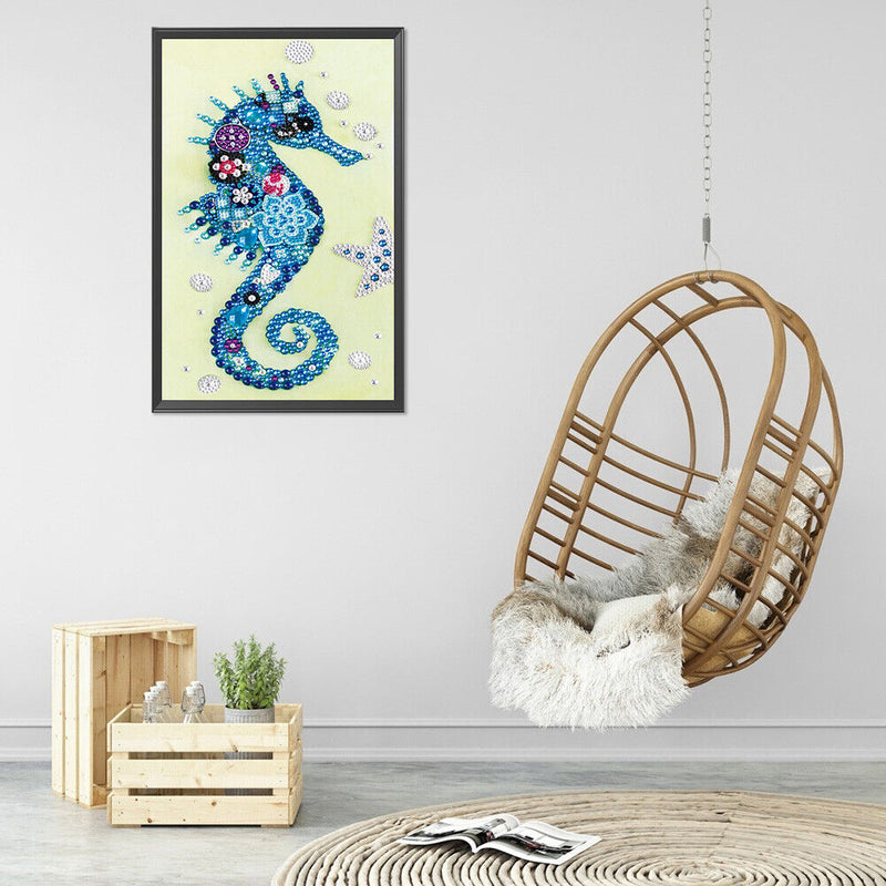 5D Diamond Painting Kit DIY Hippocampus Partial Special Shape Drill (KA351)
