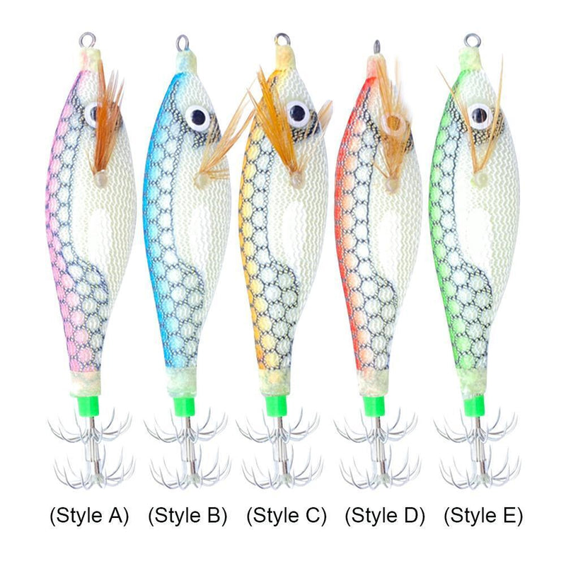 Luminous Artificial Jigs Fishing Lures Cuttlefish Catcher Tackle (Orange White)