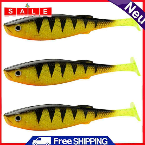 3pcs Soft Fish Bait Artificial T Tail Wobblers Minnow Fishing Lure (Style B)