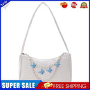 Retro Women Butterfly Chain Underarm Bag Casual PU Small Handbags (White)