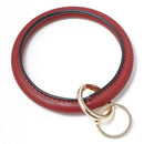 Simple Leather Keychains Cuff Bracelet Pendant Women Men Car Backpack Keyring