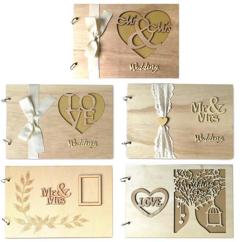 5x20pcs Wooden Guest Book Signs Wedding Marriage Guestbook Decor (JM01457)