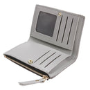 Flowers Embroid Women Short Wallet PU Leather Coin Card Holder Clutch/Grey