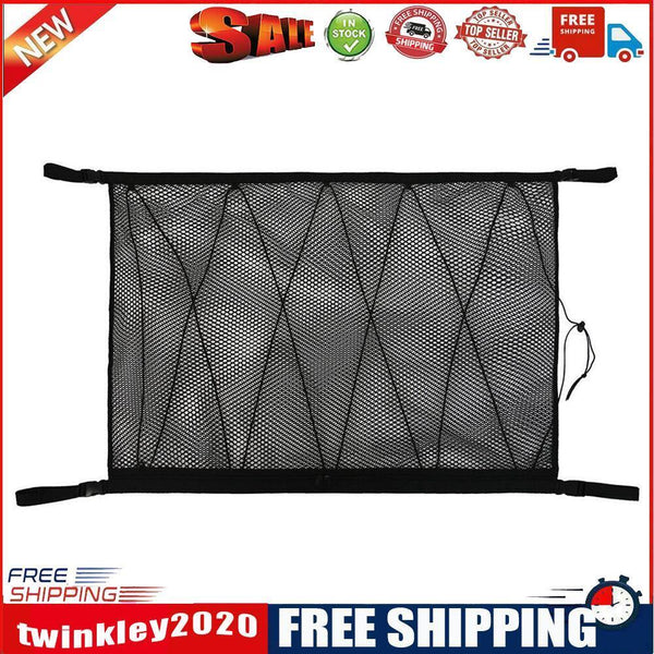 Car Ceiling Storage Net Pocket Grab Handle Drawstring Sundries Organizer