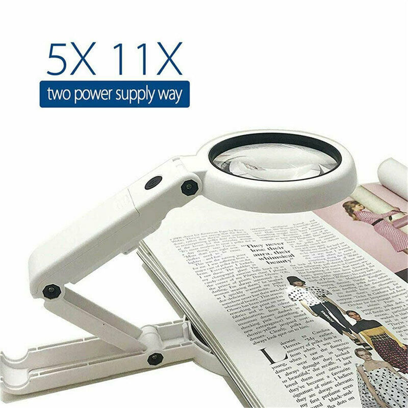 with LED Light and Stand Handheld Foldable Magnifier Foldable Magnify Glass
