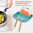 Silicone Utensil Rest with Drip Pad Cloud Rack with Pot Lid Holder (Orange)