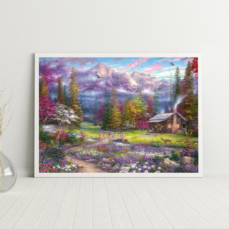 Forest Cabin Frameless DIY Oil Paint by Numbers Kit Picture Wall Artwork