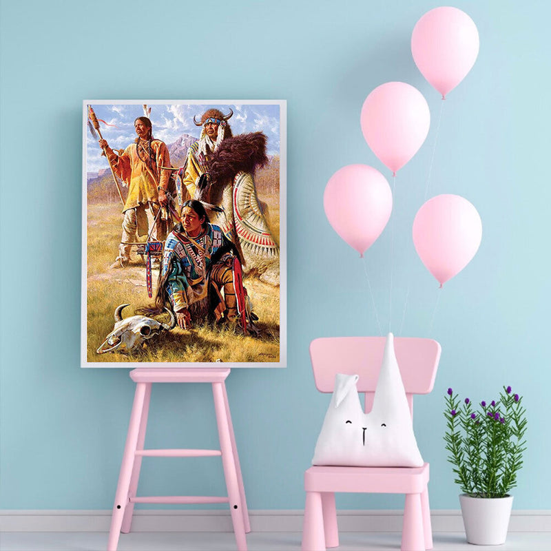 Indians Oil Paint By Numbers Kits Canvas Picture Wall Art DIY Craft Color