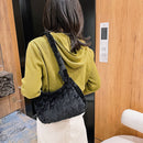 Women Plush Fur Flower Pattern Shoulder Bag Winter Small Armpit Bag (E)