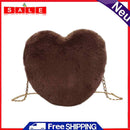 Women Soft Warm Plush Heart Shape Handbags Female Travel Fluffy Underarm Bags