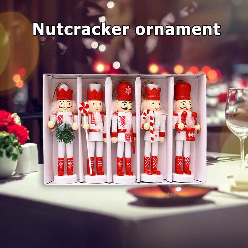 5pcs Walnut Soldier Wooden Ornaments Desktop Home Decorations Children Toys