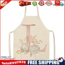 Flower L Printed Linen Apron Waterproof Kitchen Cooking Bibs (68x55cm)