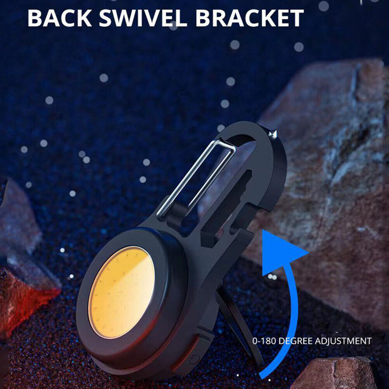 Multifunction Mini COB Keychain Work Lamps USB Rechargeable Camping Flashlight