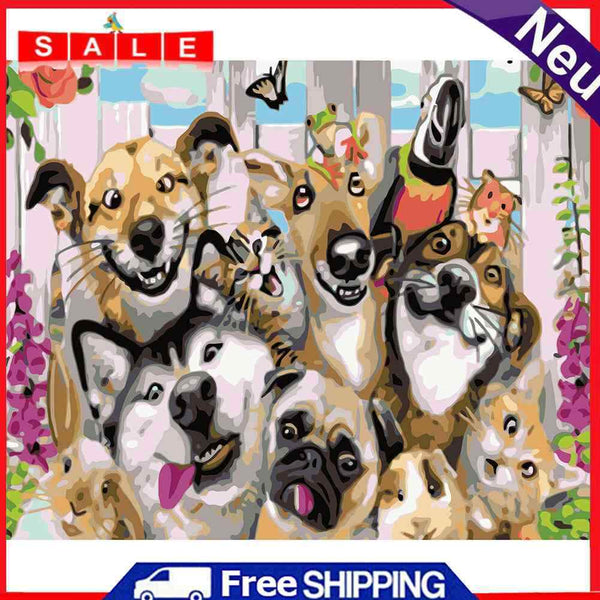 Frameless DIY Dog Cat Home Painting By Numbers Digital Picture Craft Wall Decor