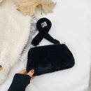 Portable Plush Shoulder Handbag Women Animal Print Underarm Bag Purse (1)