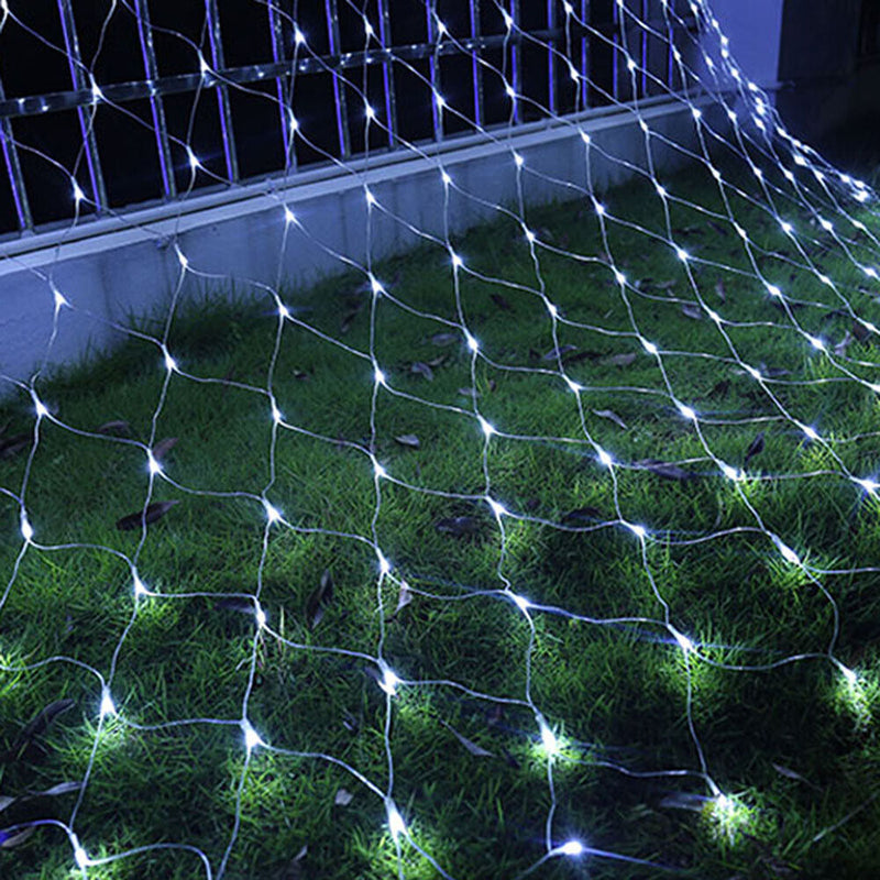 LED Net Curtain Fairy Lights Solar Wedding Party Garden Decor (Cold White) Newly