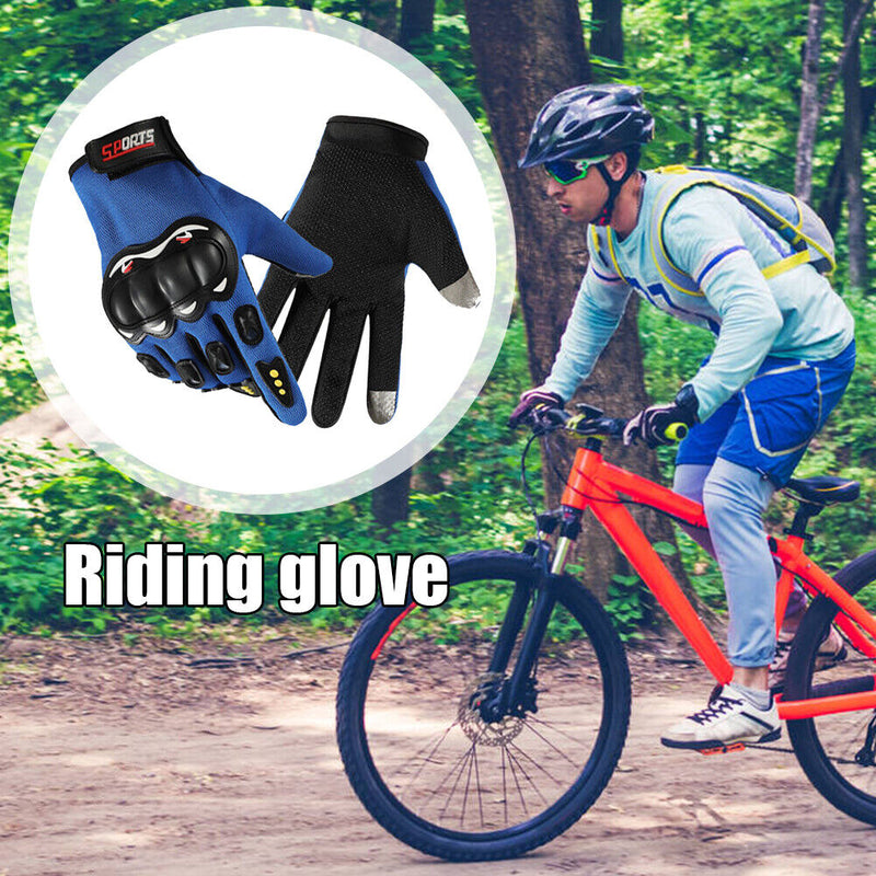 Anti-Skid MTB Bicycle Motorcycle Bike Protective Gloves (Blue Full Finger)