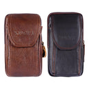 10pcs Men Cowhide Leather Phone Bag Solid Color Three-layer Holder