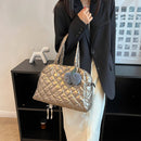Autumn Winter Handbags Large Capacity Quilted Handbag Pompom Pendant for Shopper