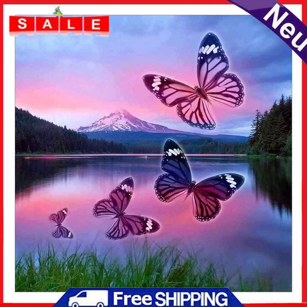 5D DIY Diamond Painting Butterfly Lake Full Round Drill Embroidery Craft Kits