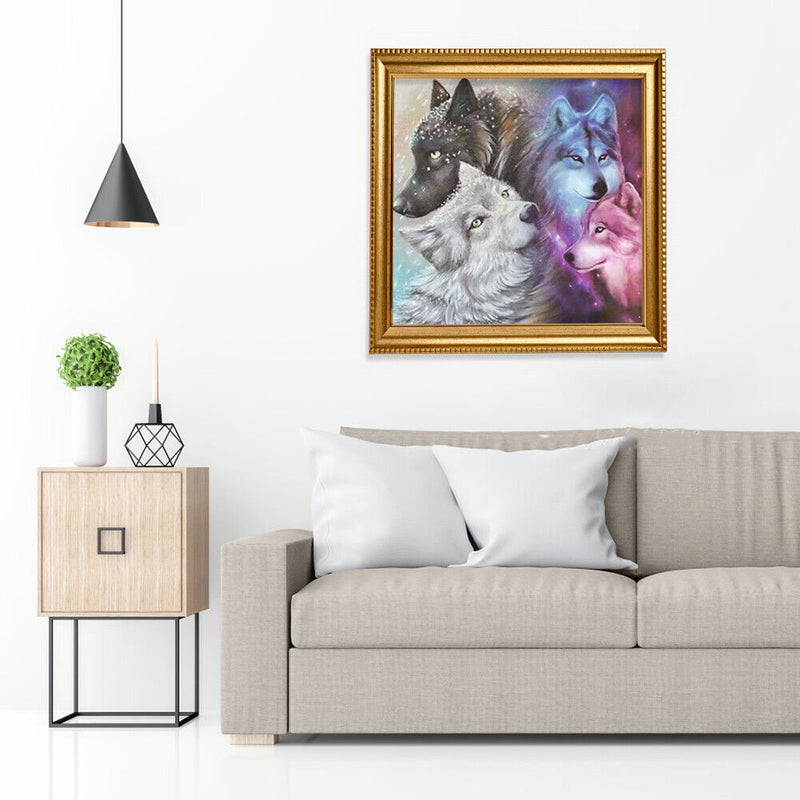 5D DIY Full Drill Diamond Painting Wolves Embroidery Craft Kit Living Room Decor