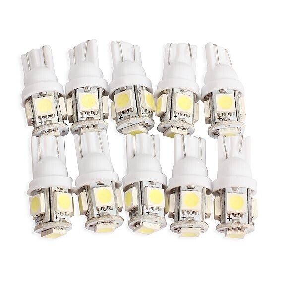 10PCS T10 5050 5SMD LED White Light Car Side Wedge Tail Light Lamp Bright Newly