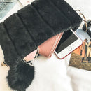 Women Clutch Fur Plush Bag Casual Handbag Purse Winter Crossbody Bag(Black)
