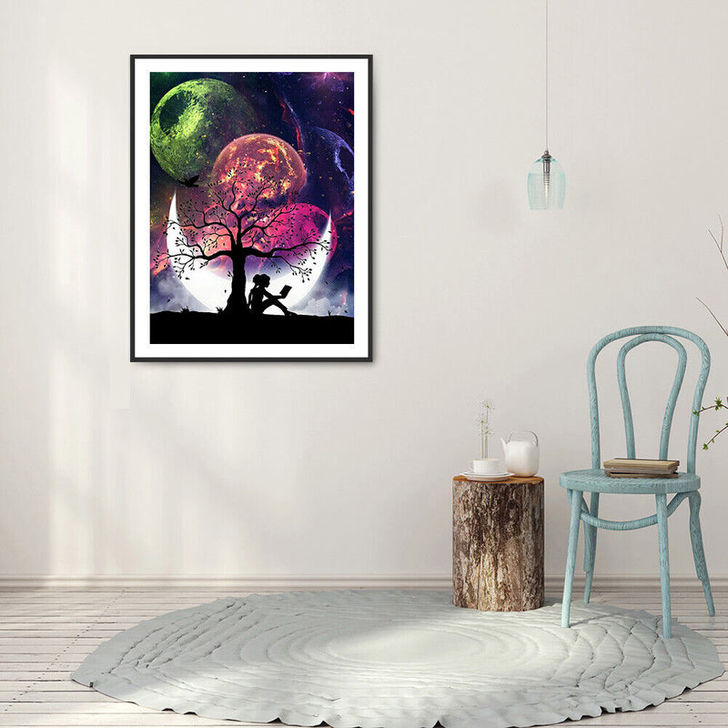 5D DIY Diamond Painting Girl Under Tree Full Square Drill Mosaic Home Decorat