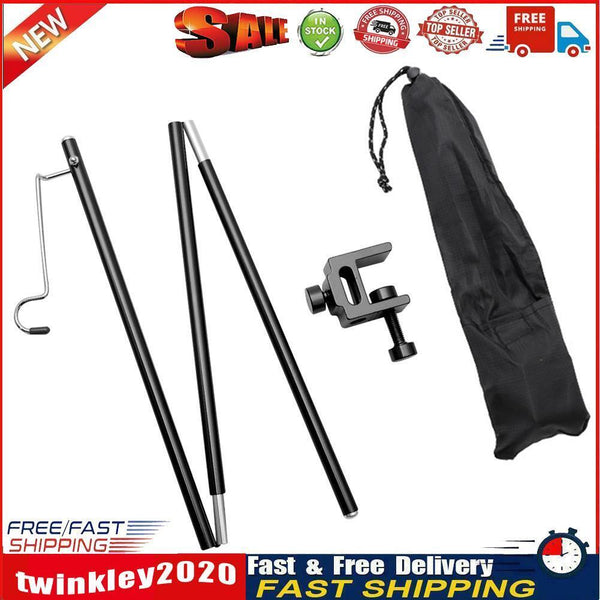 Portable Folding Lamp Pole Camping Picnic Adjustable Light Holder (Black) Newly