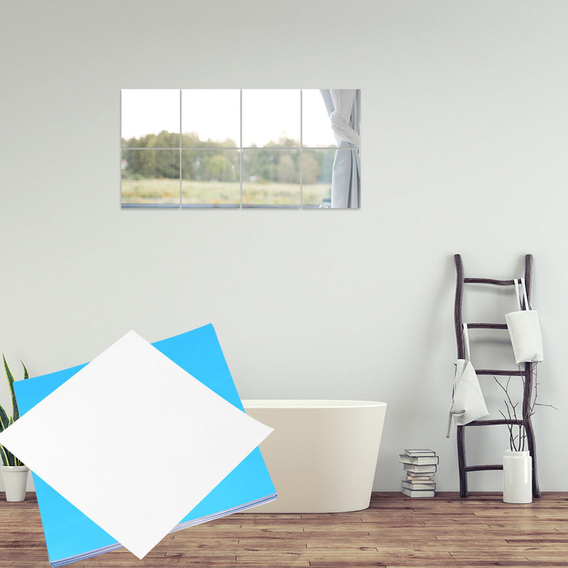 6"" Mirror Tiles 32 Pack Mirror Sheets Non Glass Mirror Tiles Self Adhesive