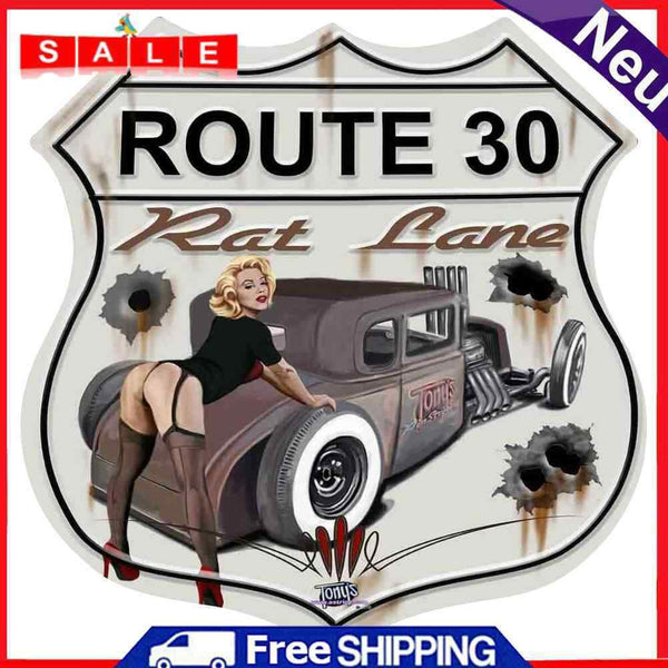 Route 30 Retro Metal Plate Tin Sign Shield Shape Plate for Bar Pub Club Cafe