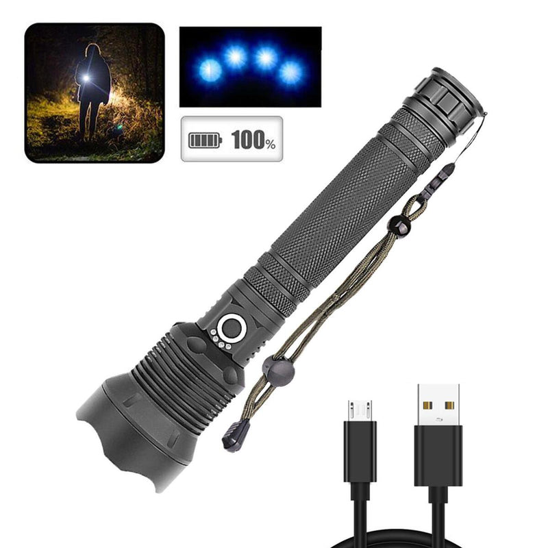 Strongest Rechargeable LED Flashlight Torch Lumens Long Lasting.