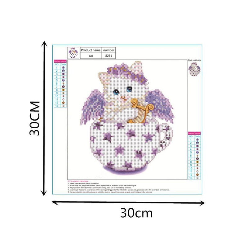 Cat 5D DIY Diamond Painting Embroidery Mosaic Needlework Home Decor(Purple)