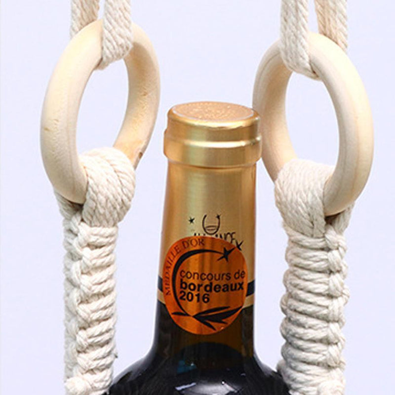 Macrame Wine Bottle Carrier - Cotton Hanging Water Bottle Net Bag (1pc)
