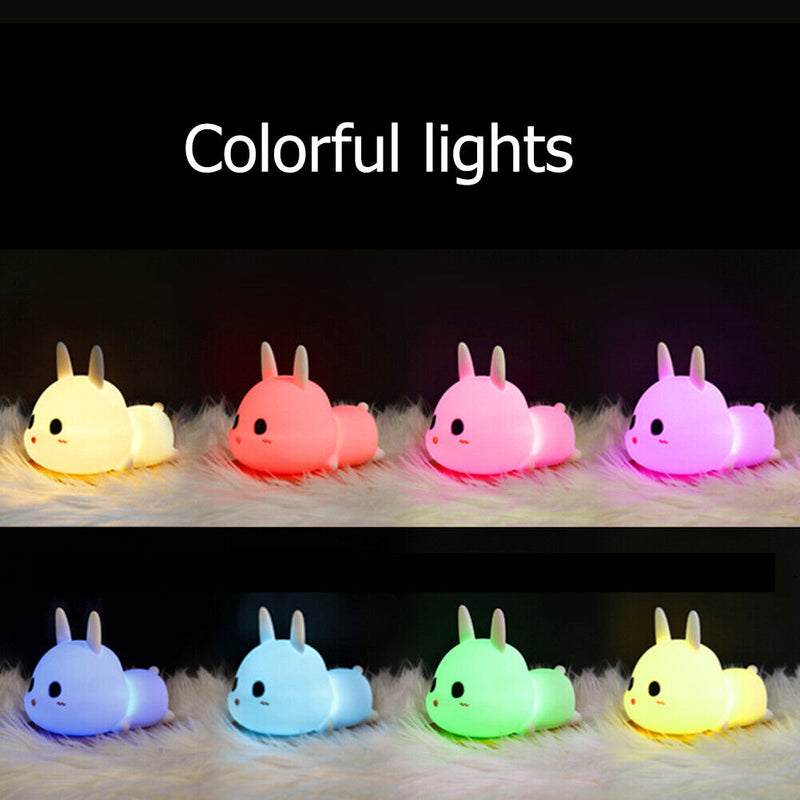 Rabbit LED Bedside Lamp Creative USB Remote Control Timing Night Lamp for Decor