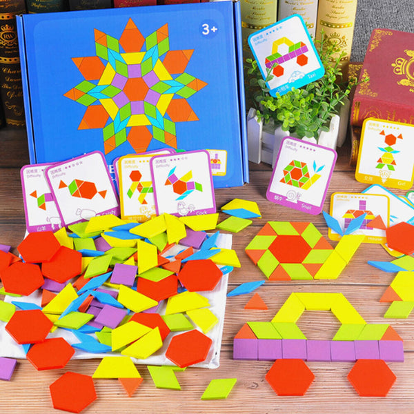 155 Pcs Wooden Jigsaw Puzzle Board Set Colorful Baby Montessori Educational Toys