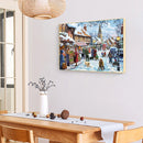 Oil Paint By Numbers Winter Street Frameless Picture Craft Kit for Living Room