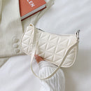 Retro Women Embossed Geometric PU Underarm Shoulder Bag Handbags (White)